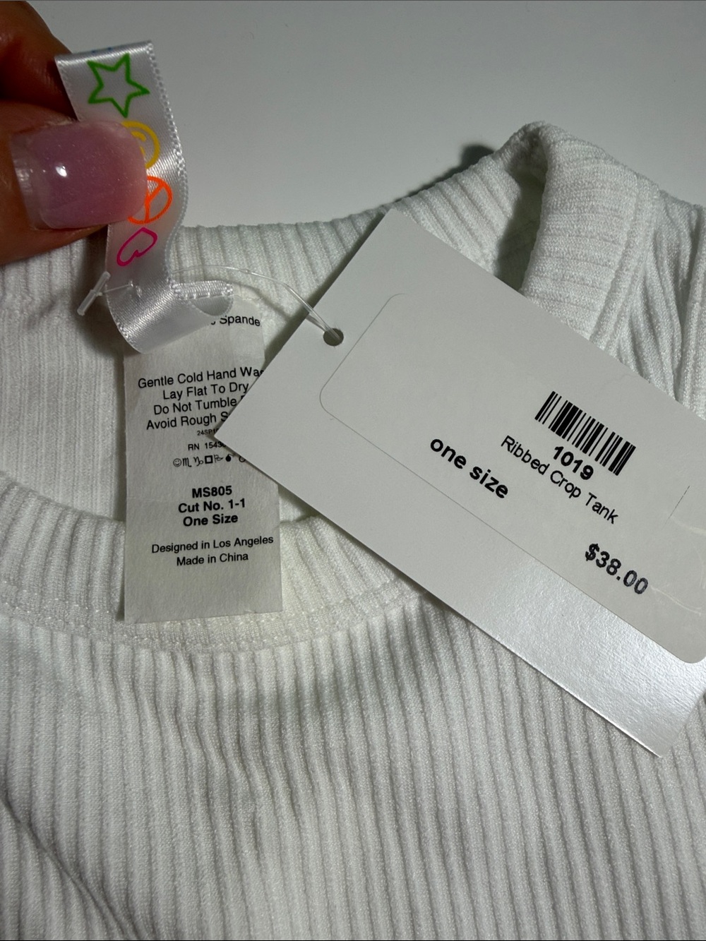 Kids White Ribbed Tank Top - Picture 2 of 2